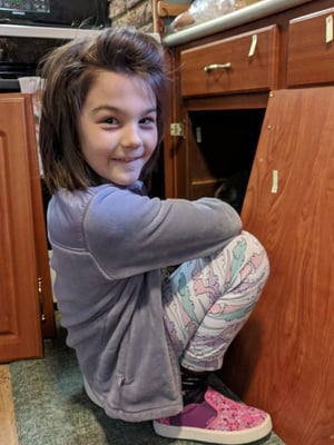 blog 001 Beatrice removing cabinet doors with smile