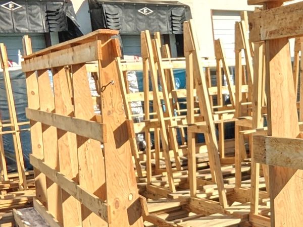 empty granite stands on sunny loading dock