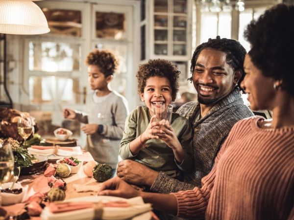 family gathered around table